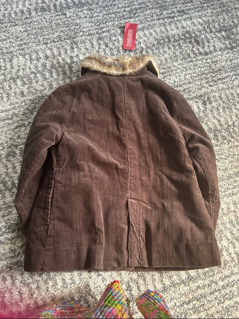 Gymboree Vintage 2007 Brown Corduroy Coat with Faux Fur Collar
